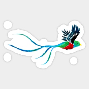 Flying Quetzal in Watercolor Sticker